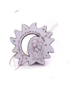 Bomboniera santo battesimo con sacra famiglia sole e luna soprammobile cm 16 prodotto italiano