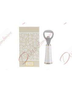 Ouvre-bouteille de faveur de mariage élégant blanc ligne dame cm 12 poignée en céramique avec boîte