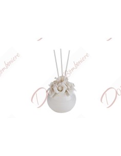 Wedding favor, communion confirmation, elephant perfumer in white porcelain with flowers 8x9.5 cm 2