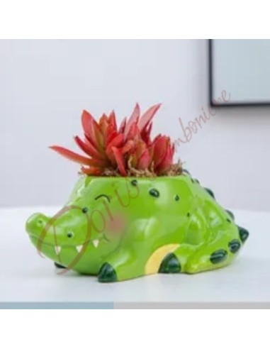 Baptism favors communion confirmation baby girl fat plant crocodile green ceramic