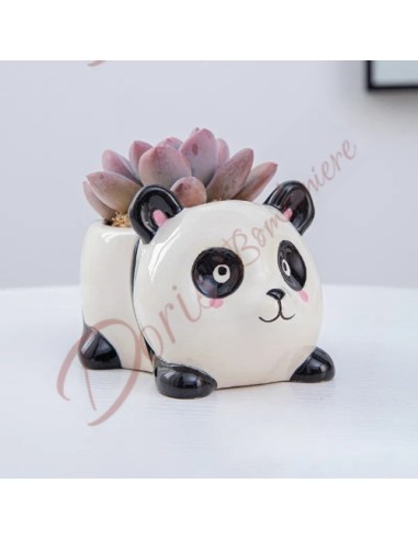 Favors ceramic panda fat plant pot ideal for baptism, communion and confirmation