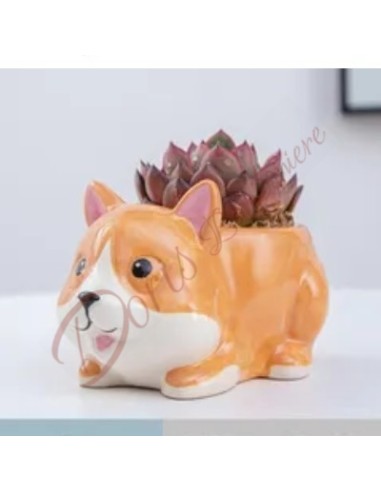 Chien favorise chien vase en céramique pour plante succulente baptême communion ou confirmation