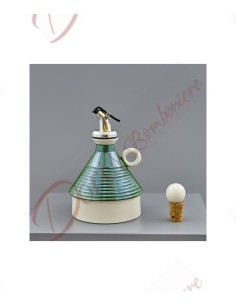 Useful wedding favor oil cruet trullo in green porcelain Alberobello Italy Puglia