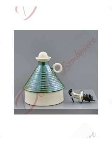 Favorise le trullo burette de cuisine utile avec bec verseur en porcelaine verte brillante avec bec verseur