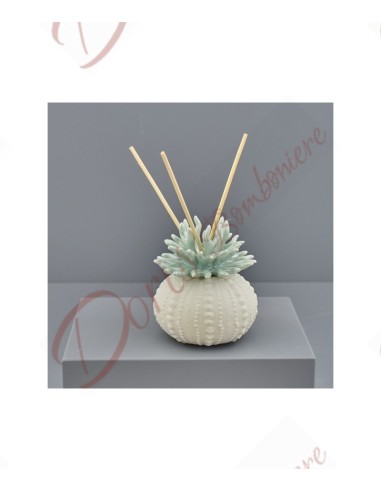 Bonbonnières de mariage mer plage petit désodorisant rond en porcelaine blanche avec corail vert