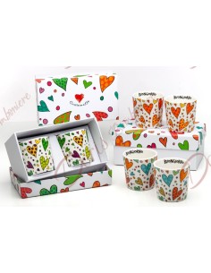 Bomboniere cuorematto solidali set 2 tazzine da caffè con scatola regalo utili regalo matrimonio D6736