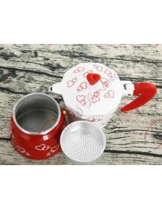 Bomboniere moka caffettiera macchinetta del caffè colore bianco e rosso ideale per nozze 150 ml 2