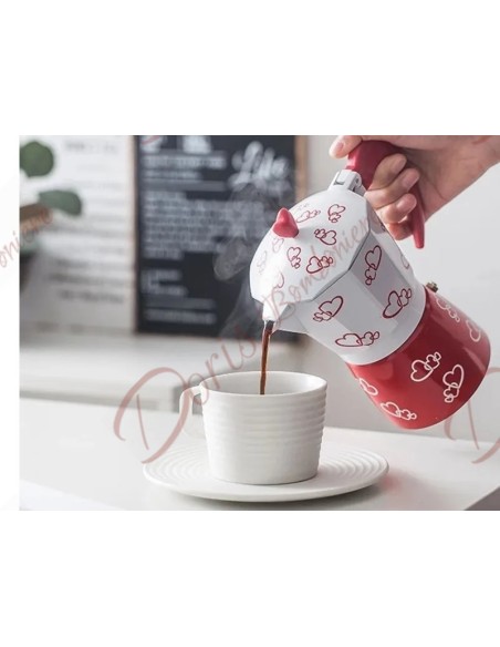 Bomboniere moka caffettiera macchinetta del caffè colore bianco e rosso ideale per nozze 150 ml Bomboniere moka caffettiera macchinetta del caffè colore bianco e rosso ideale per nozze 150 ml