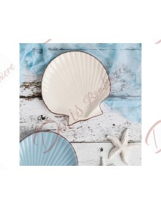 Bomboniere tema mare nuova collezione centrotavola svuotatasche conchiglia bianca con bordo 2