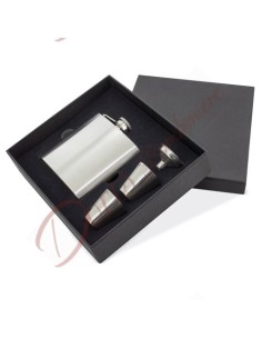 Useful and original wedding favor set liqueur bottle with steel shot glasses