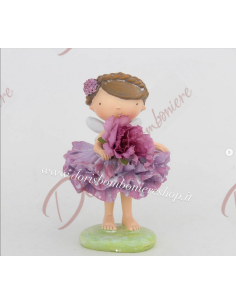 Fairy favors with purple flower for baptism communion confirmation girl cm 14.2 h