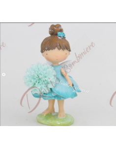 Fairy favors with wings little girl fairy for baptism communion confirmation color tiffany with flower h 15.5 cm