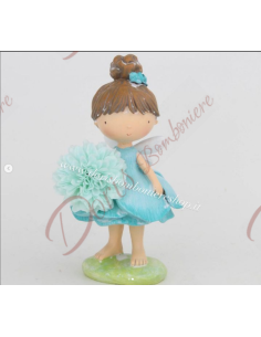 Feengeschenke mit Flügeln kleine Mädchenfee zur Taufe Kommunion Konfirmation Farbe Tiffany mit Blume H 15,5 cm