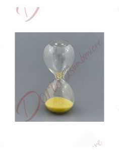 Bomboniere clessidra economica in vetro con sabbia giallo tortora cm 6 durata tempo 1 minuto