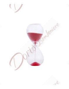 Bomboniere clessidra cresima matrimonio anniversario sabbia rossa altezza 15 cm minuti 10