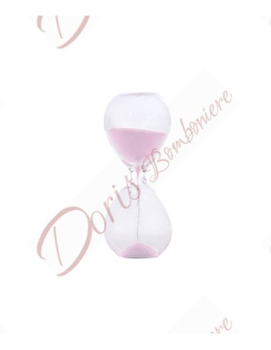 Bomboniere clessidra rosa matrimonio battesimo comunione cresima in vetro altezza 8 cm tempo durata 3 minuti