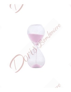 Pink sand hourglass favors wedding baptism communion in glass height 13 cm duration I fear 1 minute