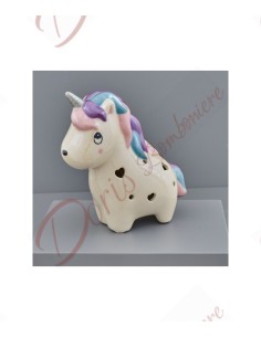 Unicorn favor standing led light for baptism communion confirmation girl in glossy porcelain