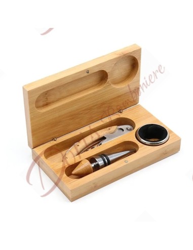 Useful kitchen wedding favors wooden casket wine set 3 pieces drip-free bottle stopper