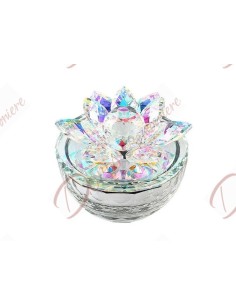 Boîte à bijoux de faveurs de mariage en cristal avec boîte de bol de fleur de lotus en cristal arc-en-ciel