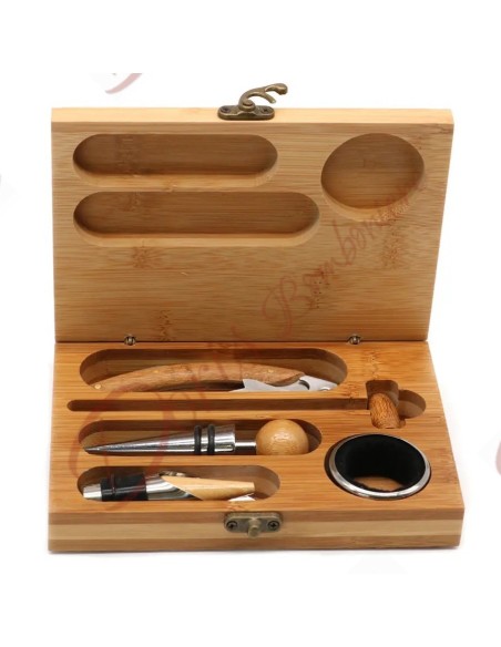 Bomboniere utili e originali per matrimonio set vino con cofanetto in legno 5 pezzi Bomboniere utili e originali per matrimonio set vino con cofanetto in legno 5 pezzi