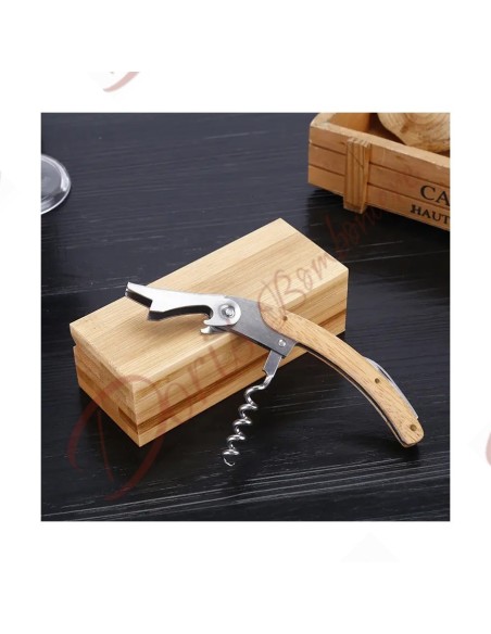 Bomboniere matrimonio originale apribottiglia di vino con scatola in legno di bamboo Bomboniere matrimonio originale apribottiglia di vino con scatola in legno di bamboo