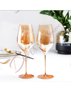 Bomboniere tema vino utile e originale decanter in vetro color ambra madreperla con o senza calici 2