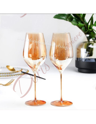 Bomboniere tema vino utile e originale decanter in vetro color ambra madreperla con o senza calici