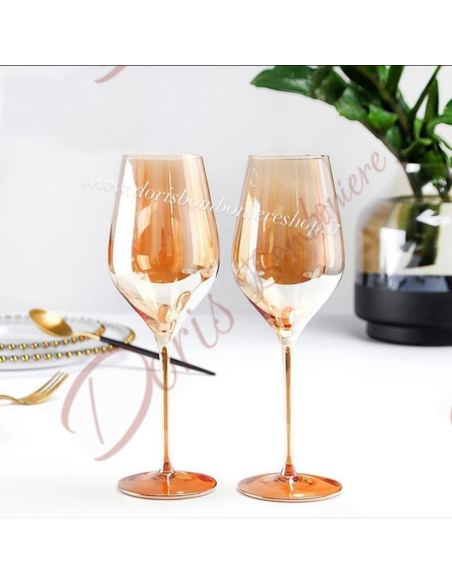 Bomboniere tema vino utile e originale decanter in vetro color ambra madreperla con o senza calici Bomboniere tema vino utile e originale decanter in vetro color ambra madreperla con o senza calici