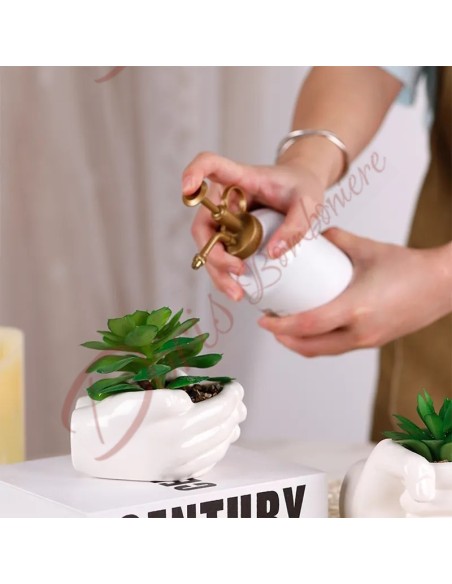 Favors succulent plant pot holder hands that form a white porcelain jar Favors succulent plant pot holder hands that form a white porcelain jar