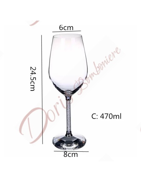 Bomboniere matrimonio tema vino set 2 calici bicchieri con gambo brillantini e base in cristallo Bomboniere matrimonio tema vino set 2 calici bicchieri con gambo brillantini e base in cristallo