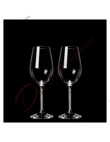 Bomboniere matrimonio tema vino set 2 calici bicchieri con gambo brillantini e base in cristallo Bomboniere matrimonio tema vino set 2 calici bicchieri con gambo brillantini e base in cristallo