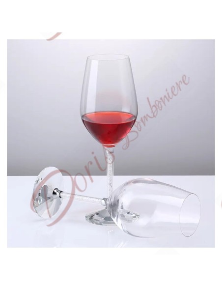 Bomboniere matrimonio tema vino set 2 calici bicchieri con gambo brillantini e base in cristallo Bomboniere matrimonio tema vino set 2 calici bicchieri con gambo brillantini e base in cristallo