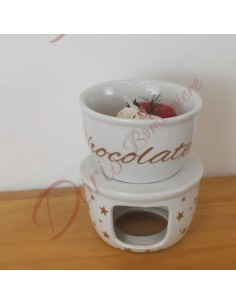 Faveurs de mariage sur le thème de la fondue au chocolat pour chocolat chaud en céramique blanche et étoiles écrites en or 2