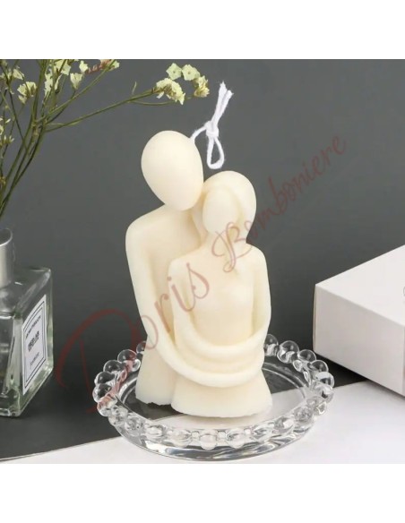 Bomboniere candele per matrimonio e o anniversario di nozze coppia stilizzata abbraccio cm 11.5 Bomboniere candele per matrimonio e o anniversario di nozze coppia stilizzata abbraccio cm 11.5