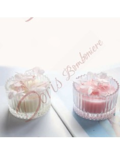 Bomboniere candele per matrimonio eleganti rosa o bianca con confezione in vetro