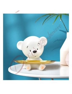 Die Taufe begünstigt einen besonderen und originellen Taschenleerer-Teddybär mit goldfarbenem Tablett