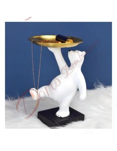White polar bear favors in resin with original and useful gold-coloured coin tray