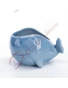 Sea theme favors whale fish blue color glossy blue ceramic pocket emptier for plants