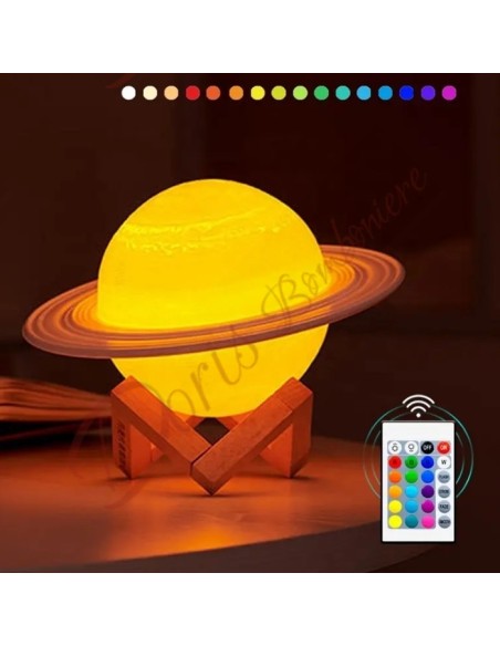 Bomboniere lampada pianeta con luce a led telecomando cambia colore tema astronomia 13cm Bomboniere lampada pianeta con luce a led telecomando cambia colore tema astronomia 13cm