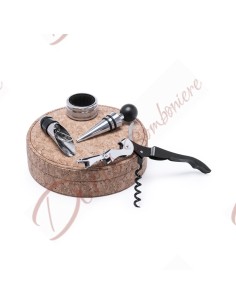 Favors item gift gadget wine set 4 pieces with round cork box