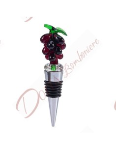 Bomboniere tema uva vino utile tappo bottiglia matrimonio comunione  grappolo murano viola