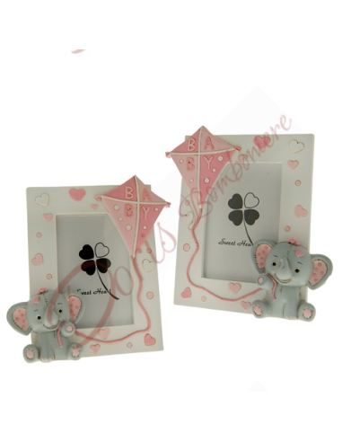 Baptême faveur bébé naissance porte photo cadre photo avec éléphants 12 cm avec cerf-volant