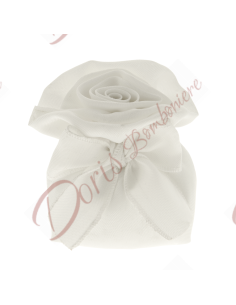 Bomboniere sacchettino portaconfetti complete di fiocco e elegante rosa centrale tondo bianco cm 11