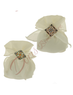 Bomboniere sacchetto porta confetti tondo palla con mosaico e fiocco cm 10 matrimonio nozze