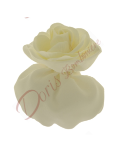 Geschenktüte für gezuckerte Mandeln aus cremefarbener Baumwolle mit zentraler Blume 13 cm rundes Format für die Hochzeit