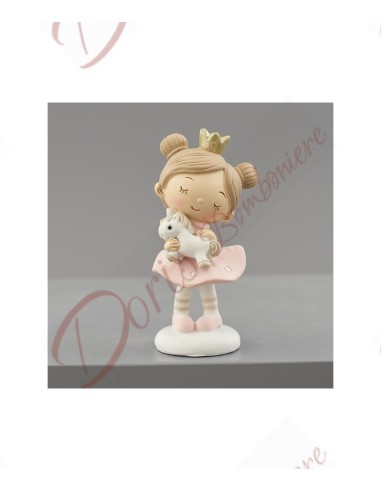 Princess girl favors with unicorn pink dress 10 cm