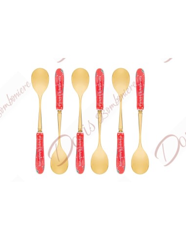 Bonbonnières de Noël pour gadget de mariage coffret cadeau 6 cuillères à café avec céramique mianique et pièce en métal