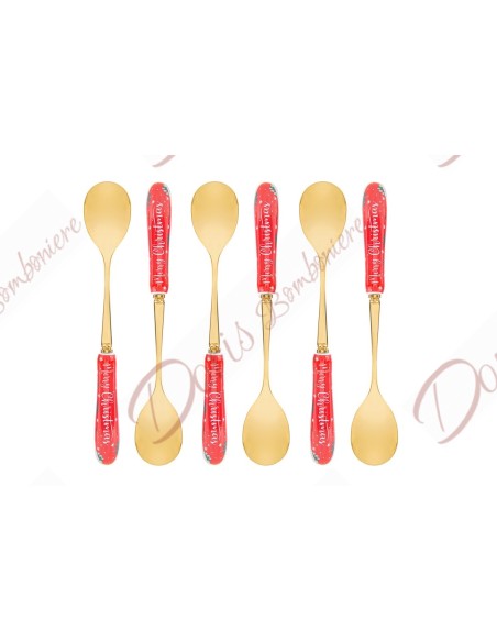 Bonbonnières de Noël pour gadget de mariage coffret cadeau 6 cuillères à café avec céramique mianique et pièce en métal Bonbonnières de Noël pour gadget de mariage coffret cadeau 6 cuillères à café avec céramique mianique et pièce en métal