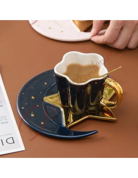 Bomboniere matrimonio utili da cucina tema stelle costellazioni luna astronomia tazza caffè con piattino ceramica Bomboniere matrimonio utili da cucina tema stelle costellazioni luna astronomia tazza caffè con piattino ceramica